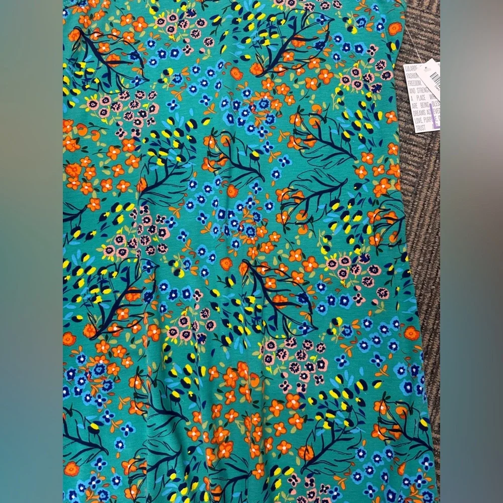 NWT LuLaRoe DaniMaxi Dress - Vibrant Floral in Green Sz Large - Picture 4 of 4